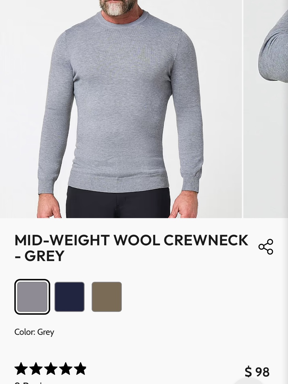 Men's Grey Wool Crewneck Sweater